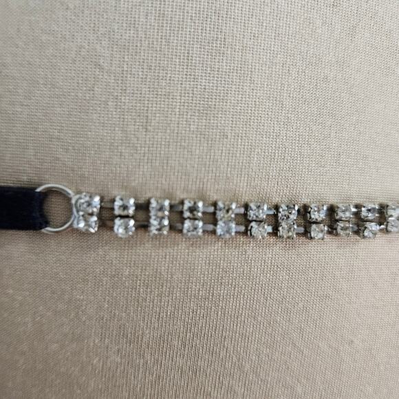 Forever 21 Black Spaghetti Strap Crop Top Y2K Rhinesone Strappy Open Back Bling - Picture 6 of 12